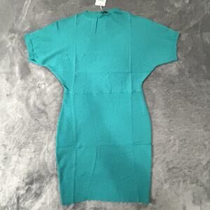 ZESICA Women's Knit Sweater Dress Teal Short Sleeve Knee Length Pullover S